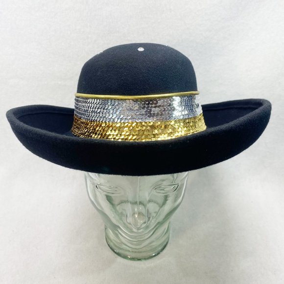 Vintage Sonni San Francisco Black Wool Wide Brim Bowler Hat main image 7